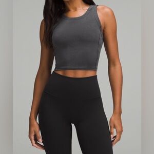 $58 Lululemon Softstreme Ribbed Cropped Tank Top Black Grey 6 S XS